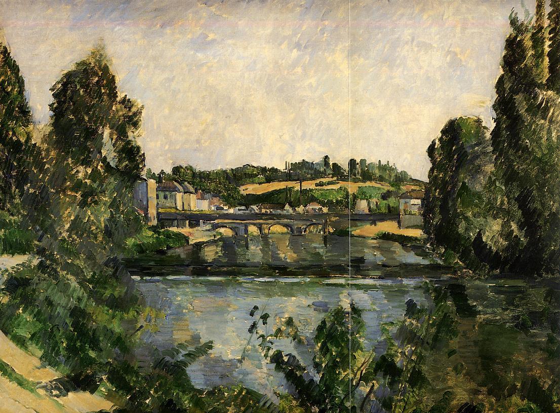 The Bridge and Waterfall at Pontoise - Paul Cezanne Painting